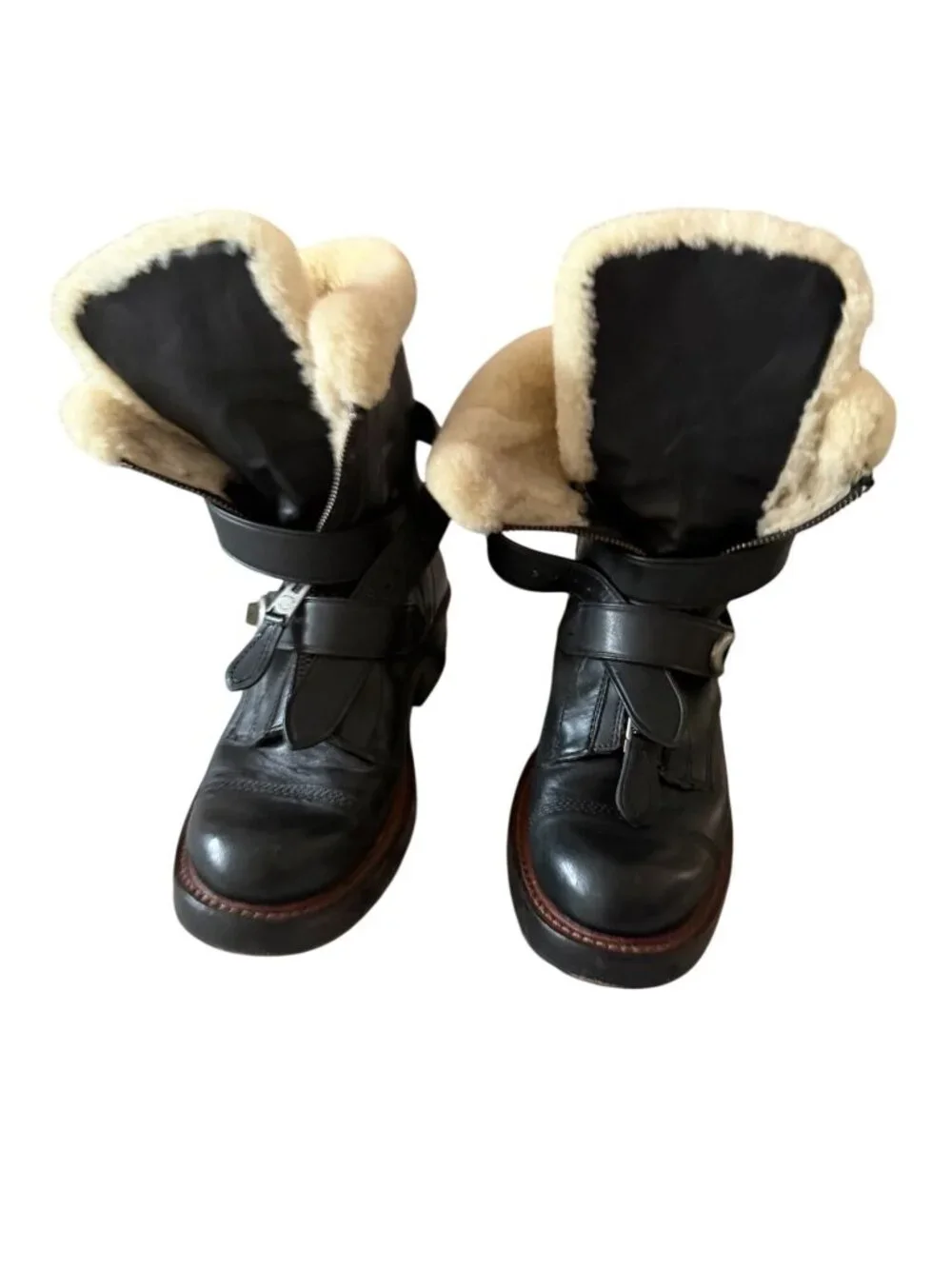 COACH Women’s Black Leather Zip Moto Boots Size 7